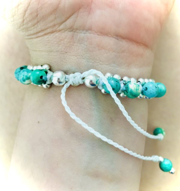 bracelet turquoise bijou micro-macramé lithothérapie