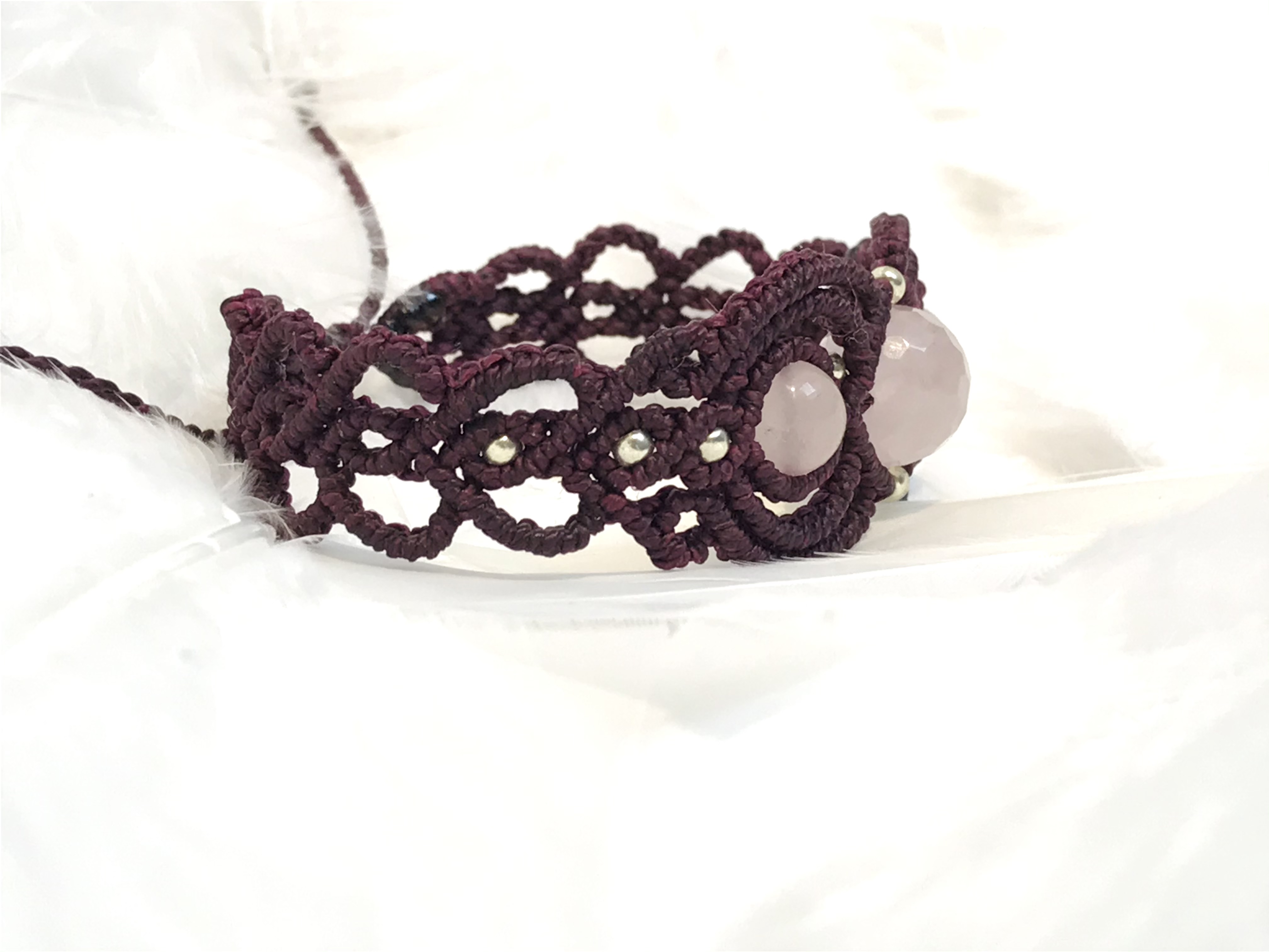 Bracelet En Quartz Rose Réglable Pour Femme - Pierre D'amour Et De Guérison - Cercle Rond - Longueur 18.5 Cm - Cadeau Porte-bonheur - 2