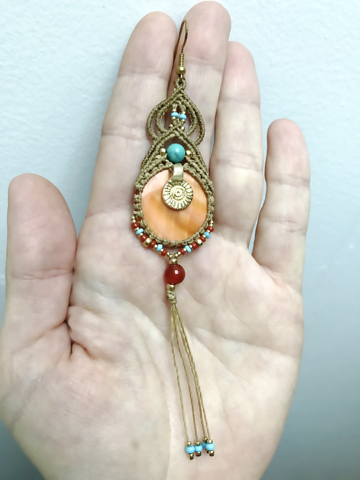 Boucles D'oreilles Indiennes Turquoise Et Strass - Métal Doré Sans Nickel - Neuf Avec étiquettes