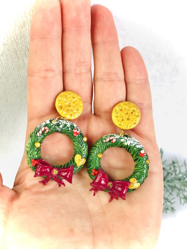 Boucles d'oreilles couronne de Noël 3D