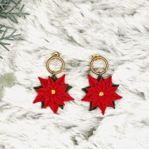 Boucles d'oreilles fleur de poinsettia étoile de Noël