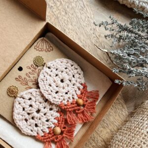 Boucles d'oreilles automne coton fluffy